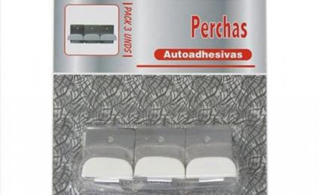 Percha Adhesiva Metal Blanco 3 Uds