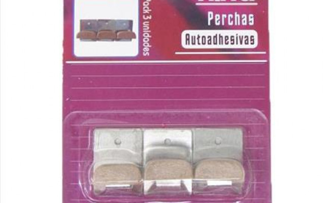 Percha Adhesiva Metal Miel 3 Uds