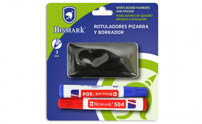 SET 2 ROTULADORES PIZARRA +BORRADOR BISMARK.