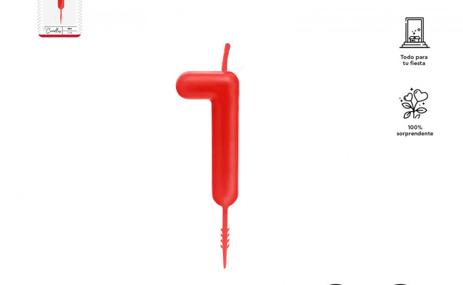VELA Nº1 ROJA 6CM CERA