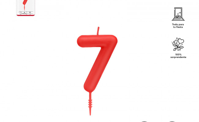 VELA Nº7 ROJA 6CM CERA