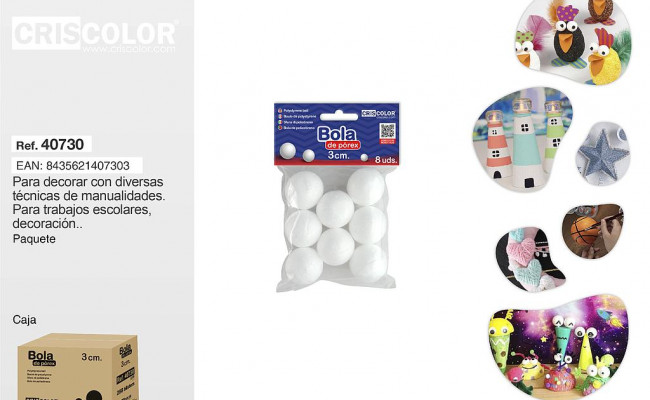BOLA POREX 3CM 8 UNIDADES
