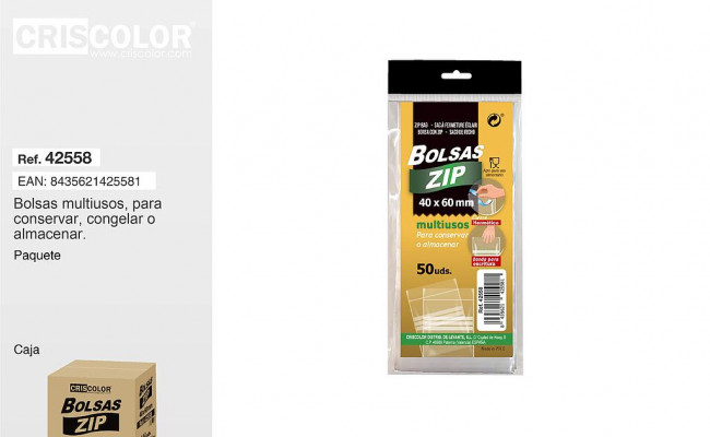 BOLSA ZIP 50 UNIDADES 40*60MM