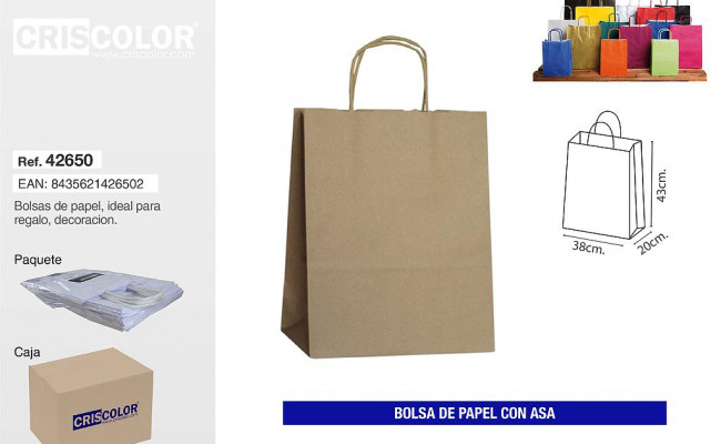 BOLSA C/ASA KRAFT 20*43 MARRON