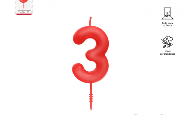 VELA Nº3 ROJA 6CM CERA