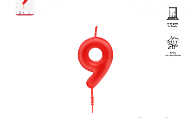 VELA Nº9 ROJA 6CM CERA
