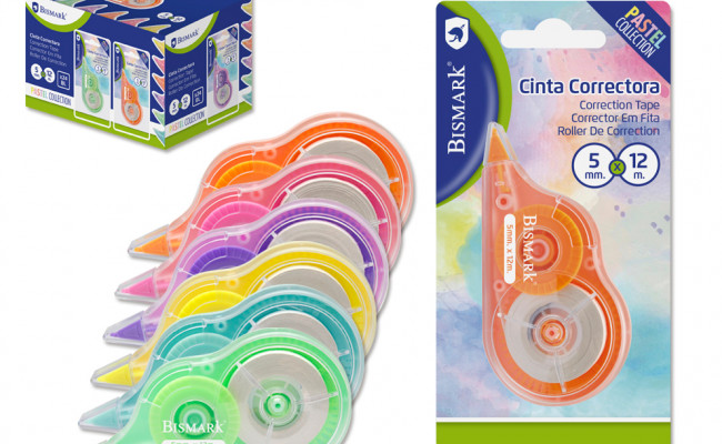 CINTA CORRECTORA BISMARK 12 MTS PASTEL