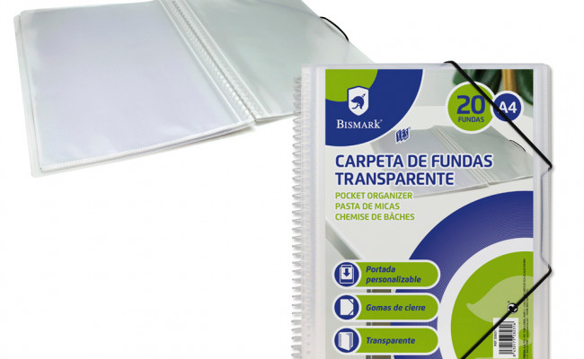 PP BISMARK CARPETA ESPIRAL 20 FUNDAS TRANSP.