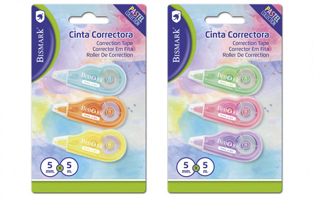 CINTA CORRECTORA BISMARK MINI PASTEL 5Mx 5mm. BL3