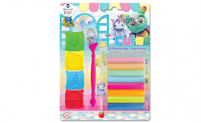 PLASTILINA 8 COLORES C/ 4 MOLDES Y CORTADOR