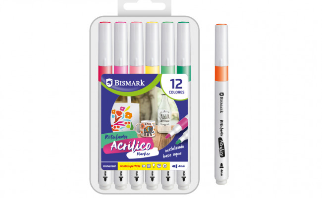 ROTULADORES ACRILICOS METALIZADOS 12 COLORES