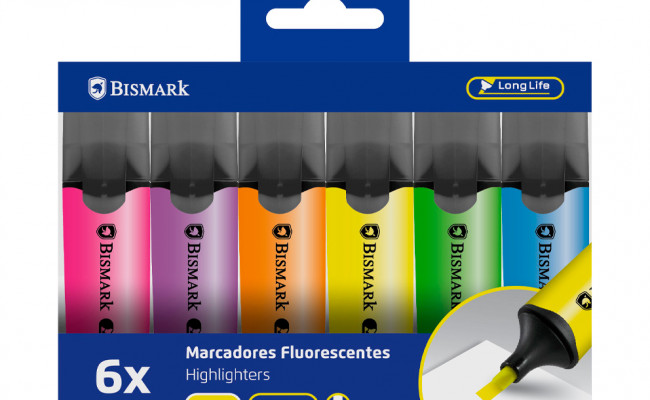 MARCADOR FLUORESCENTE LONG-LIFE 6 COLORES NEON
